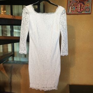 Adrianna Papell white eyelash lace sheath dress